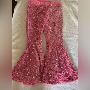 Girls Pink Sequin Bell Pants
